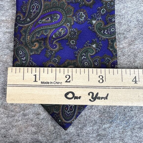 Vintage Lanvin Men's Silk Tie Necktie Purple Paisley Pattern - Picture 2 of 6